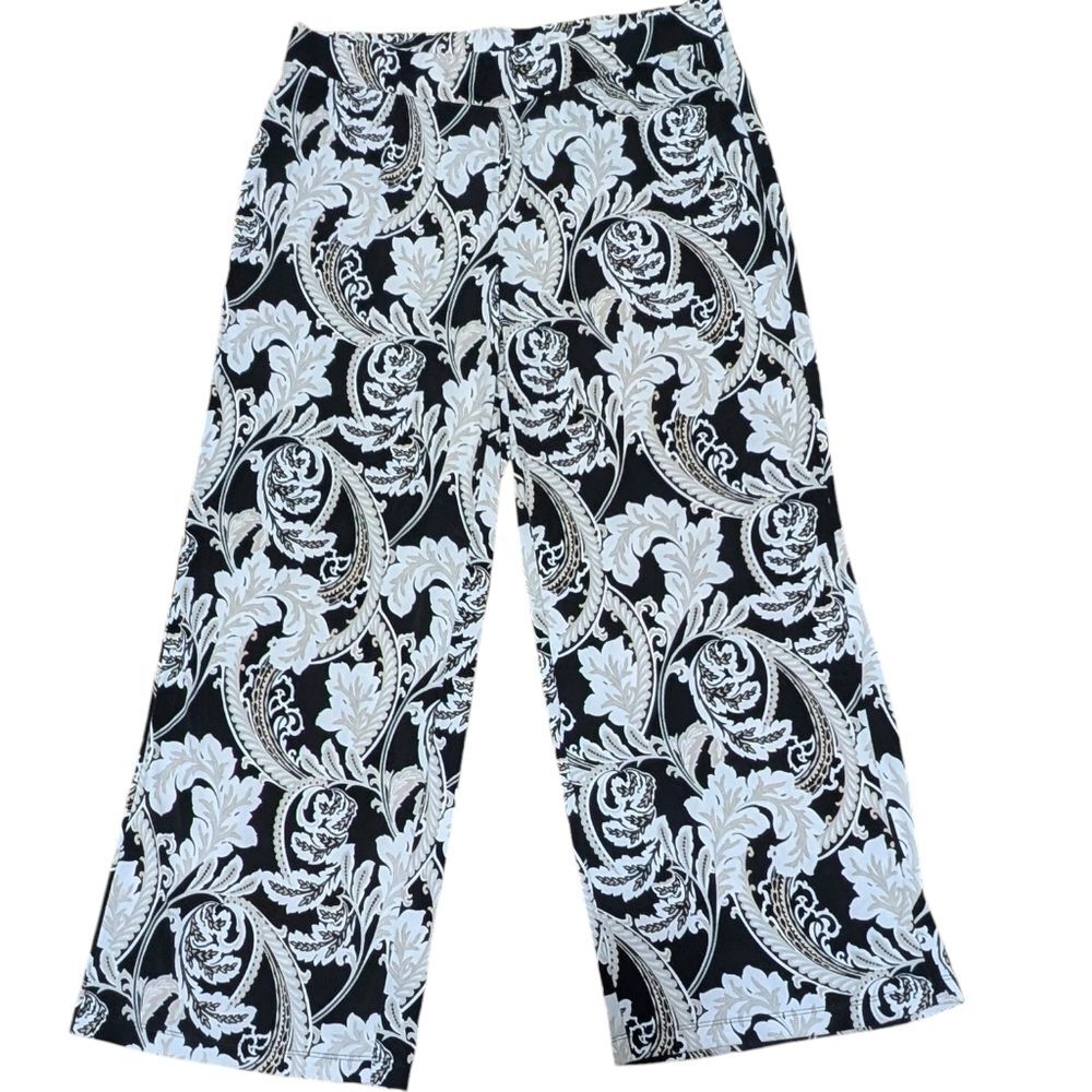 Chico's geometric print on elastic waist pants 3/Large travel comfort Paisley